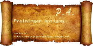 Preininger Antigon névjegykártya